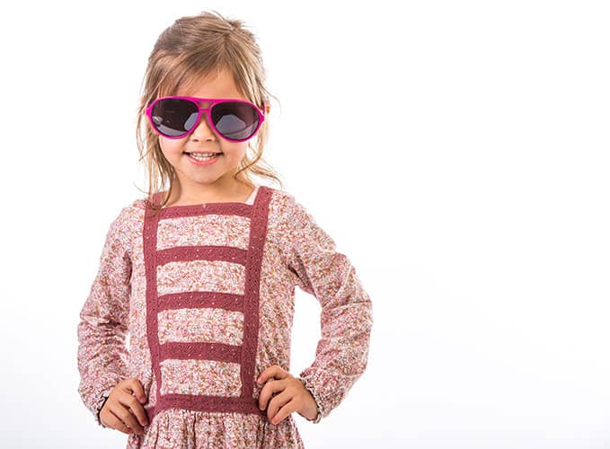 Advertising photography, Dublin, Cothes campaign, studio, girl, kid, sunglasses, white backdrop